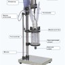 Реактор лабораторный, 400 °С, 1 л, с рубашкой, верхнеприводной мешалкой, штативом, S-1L, ZZKD