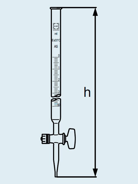 Бюретка DURAN Group 55 мл, деление шкалы 0,1 мл, кран PTFE, класс AS, стекло