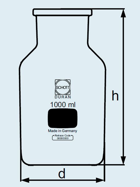 Бутыль DURAN Group 100 мл, NS29/22, широкогорлая, без пробки, бесцветное стекло