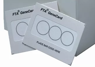 Карта FTA Gene Card, цельная кровь, растительный гомогенизат, хранение до 2х лет, до 225/30 мкл, 3 места, Whatman (GE)