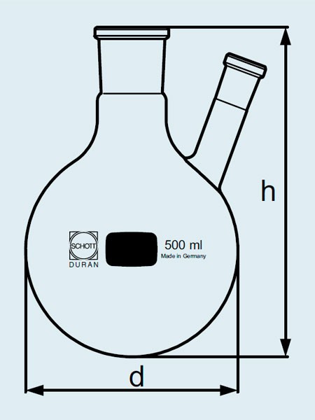 Колба DURAN Group 500 мл, круглодонная, двухгорлая, NS24/29, стекло