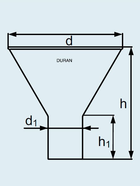 Воронка DURAN Group диаметр 55 мм, длина 60 мм, с короткой и широкой сливной трубкой, стекло