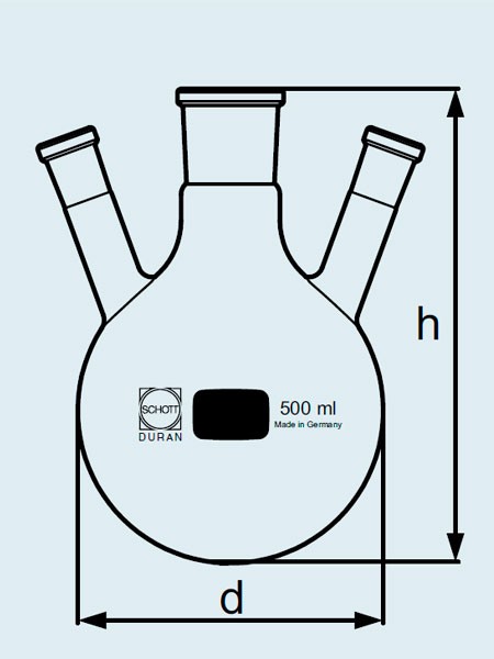 Колба DURAN Group 500 мл, круглодонная, трехгорлая, NS24/29, стекло