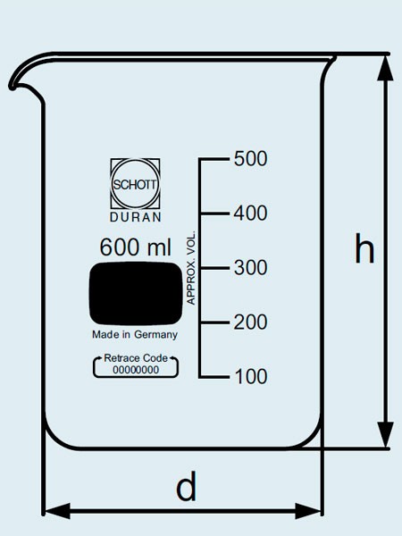 Стакан DURAN Group 10 мл, низкий, без градуировки, с носиком, стекло