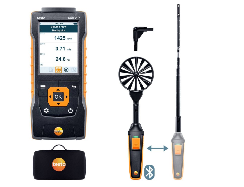 testo 440 delta P Комплект для вентиляции 1 с Bluetooth® - testo 440 delta P Комплект для вентиляции 1 с Bluetooth®