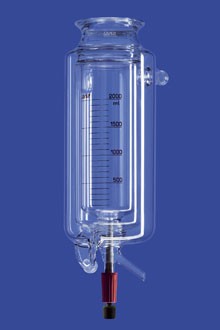 Реактор Lenz цилиндрический, LF150, 3 л, с термо и вакуумной рубашкой, со сливным клапаном, соединения KF25