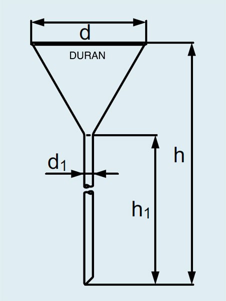 Воронка DURAN Group диаметр 80 мм, длина 210 мм, с длинной сливной трубкой, стекло