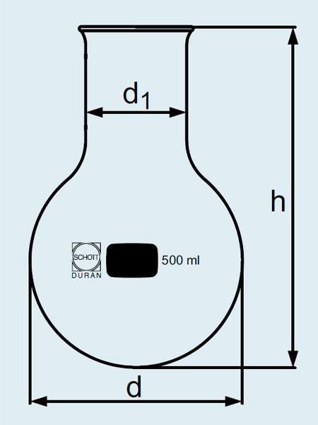 Колба DURAN Group 500 мл, круглодонная, широкогорлая, стекло