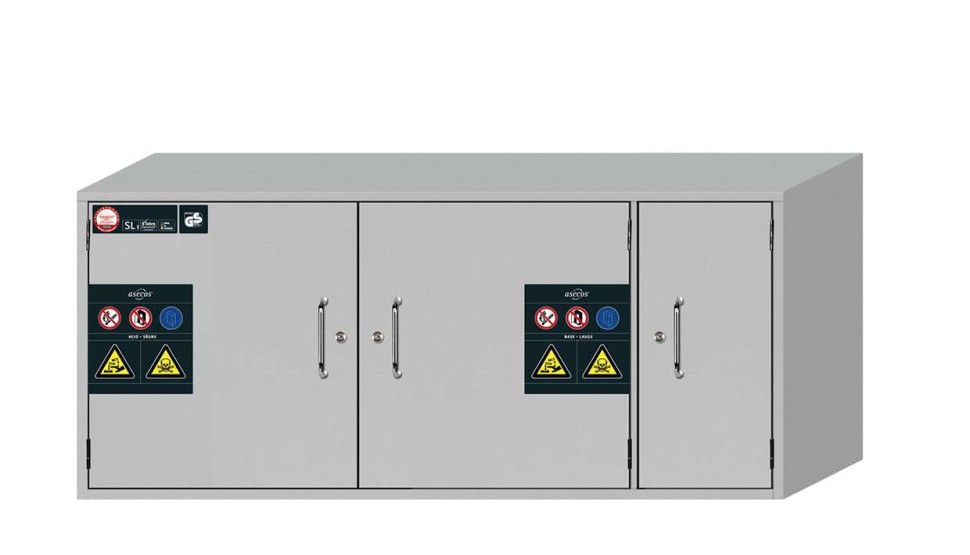 Тумбы для хранения негорючих опасных материалов, ширина 59 – 140 см, распашные дверцы, выдвижные полки SL-Classic-UB, Asecos