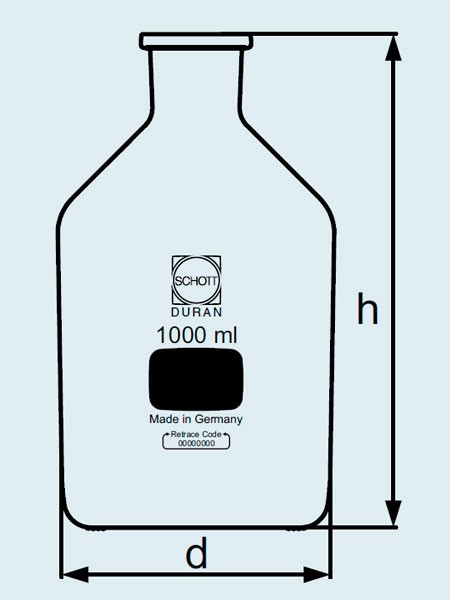 Бутыль DURAN Group 1000 мл, NS29/32 узкогорлая, без пробки, бесцветное стекло