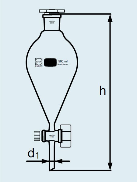 Воронка делительная DURAN Group 250 мл, коническая, NS29/32, с PTFE краном