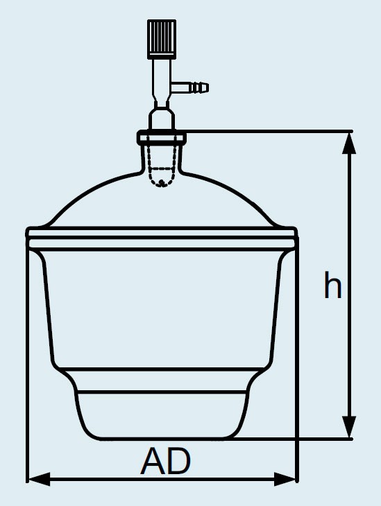 Эксикатор DURAN Group 10,5 л, 250x344 мм, вакуумный, с крышкой с краном, стекло