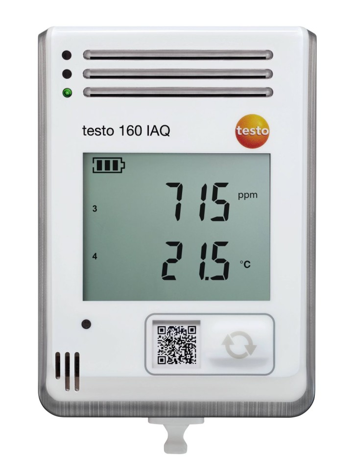 testo 160 IAQ - testo 160 IAQ – WiFi-логгер данных с дисплеем и встроенными сенсорами температуры, влажности, CO2 и атмосферного давления