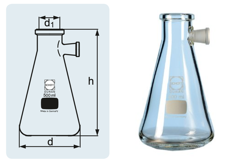 Колба Бунзена, 2000 мл, горловина 60 мм, со шлифованным отводом, 1 шт., DWK Life Sciences (Duran, Wheaton, Kimble)