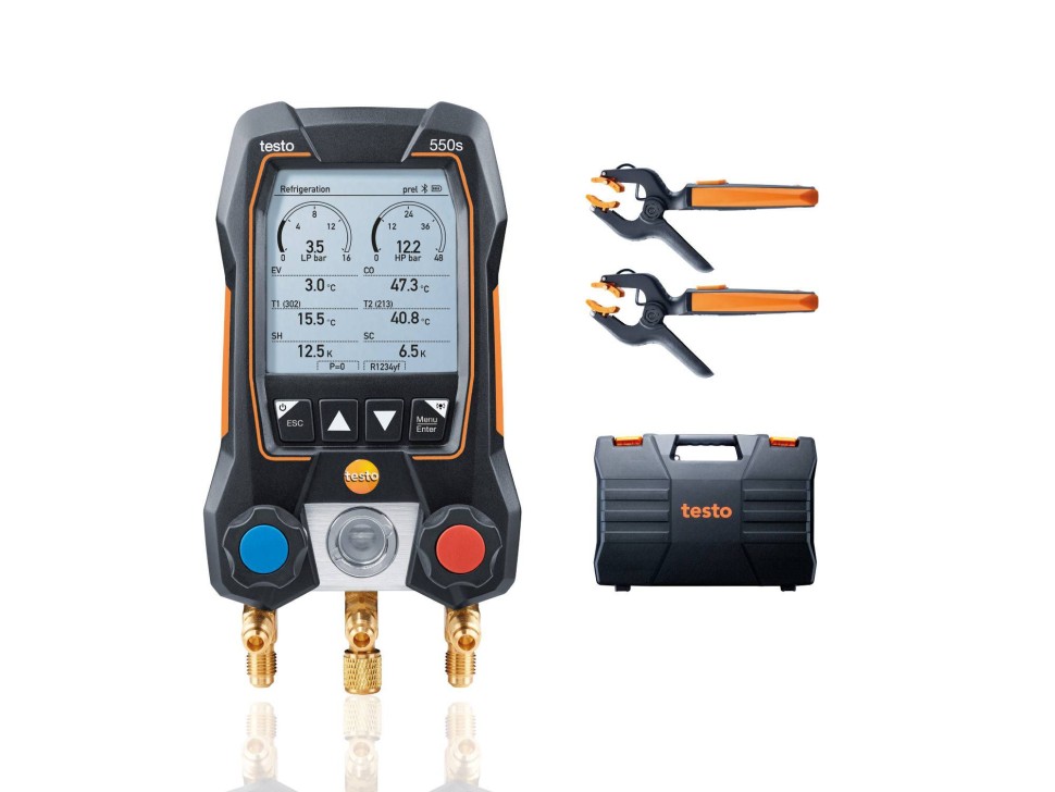 testo 550s Комплект 2 - Умный цифровой манометрический коллектор и беспроводные зонды-зажимы температуры