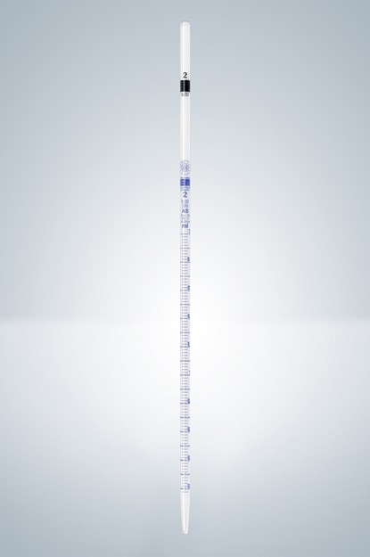 Пипетка градуированная Hirschmann 1 : 0.01 мл класс AS, светлое стекло, синяя градуировка, тип 2