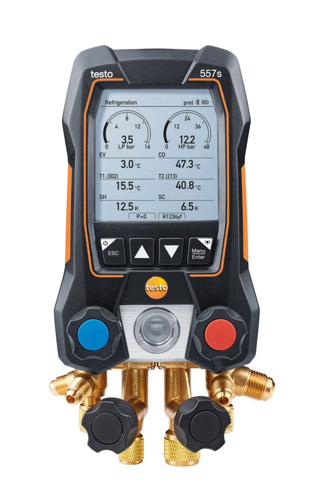 testo 557s Комплект 2 с заправочными шлангами - Умный цифровой манометрический коллектор, смарт-зонды вакуума и температуры и набор из четырёх заправочных шлангов