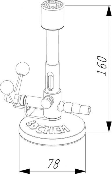 Горелка Бунзена с откидным клапаном, мультигазовая, Bochem