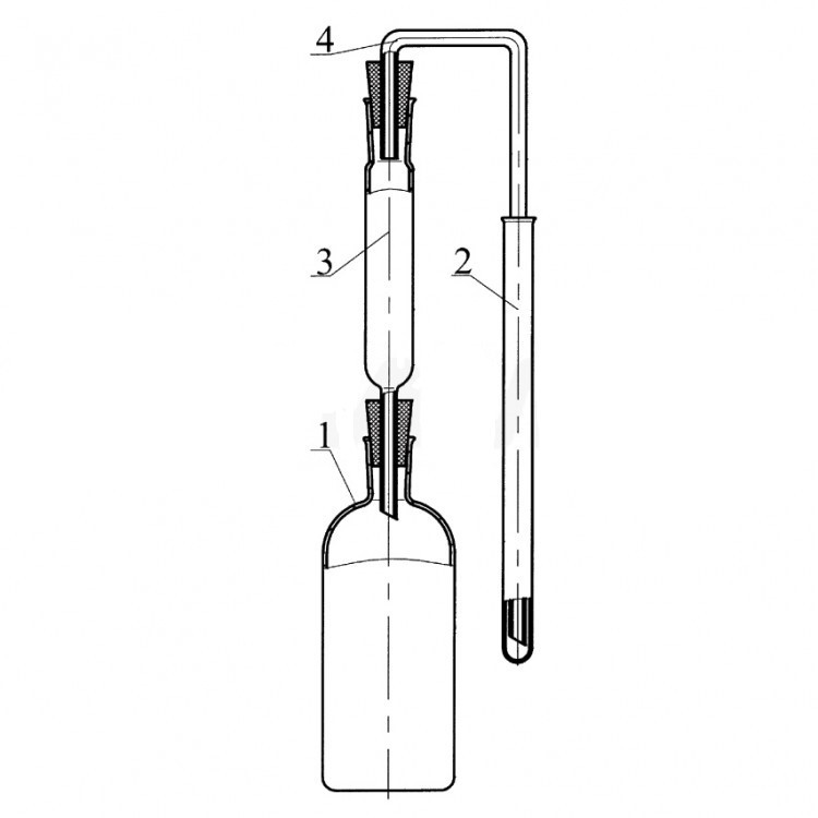 Прибор для отгонки и поглощения мышьяка в питьевой воде, на резиновых пробках