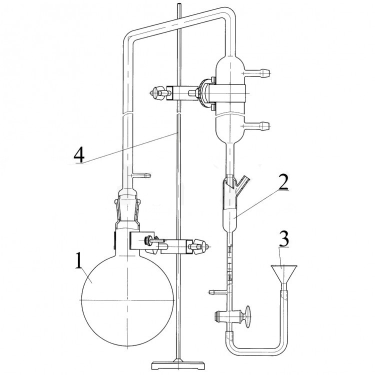 Прибор №1 для определения содержания эфирного масла методом Клевенджера (со штативом)