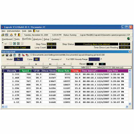 Программное обеспечение CapCalc для вискозиметров Брукфильда
