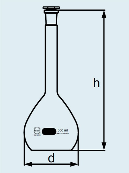 Колба мерная DURAN 1000 мл, класс А, светлое стекло, NS24/29, с восьмиугольной пробкой (PE), с сертификатом партии