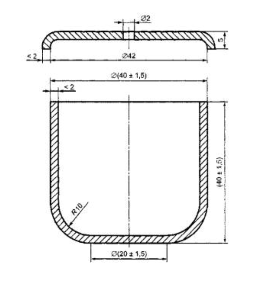 Крышка к тиглю по чертежу из ГОСТа Р ИСО 15585‐2013